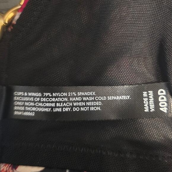 Torrid Curve Black Red Blue Floral No Underwire Padded Women's Bra 40DD - Picture 6 of 6